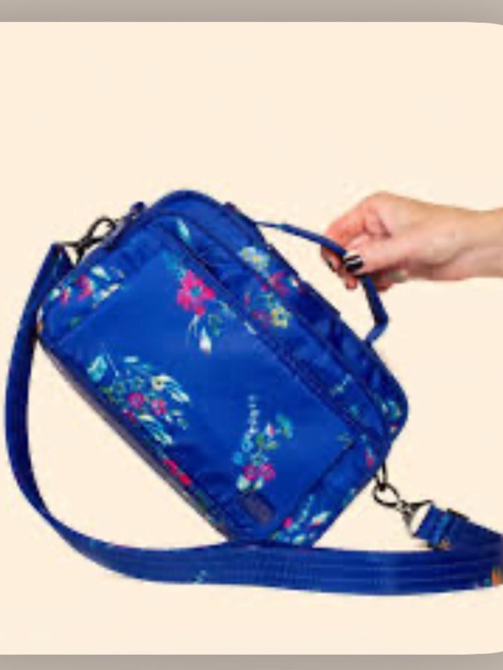 lug Blue Floral Crossbody Bag with Adjustable Strap